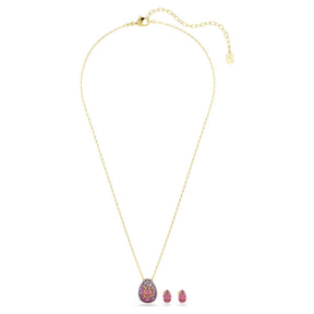 Swarovski Sublima korusetti, riipus ja korvakorut, keltakullattu ja punaiset zirkonit, 5752883