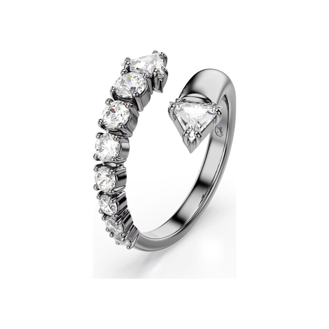 Swarovski Sublima Ring, Ruthenium Plated Metal and White Crystals
