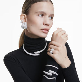 Swarovski Sublima sormus, vaalea metalli ja kirkas kristalli