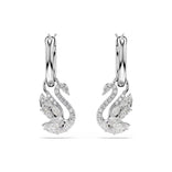 Swarovski Swan korvakorut, vaalea metalli ja kirkkaat zirkonit, 5759942