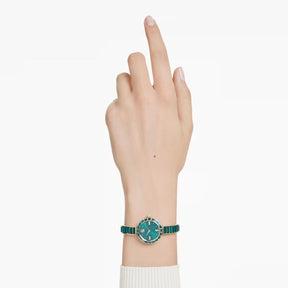 Swarovski Swan rannekello, samppanjakullanvärinen ja vihreät kristallit, 5690808