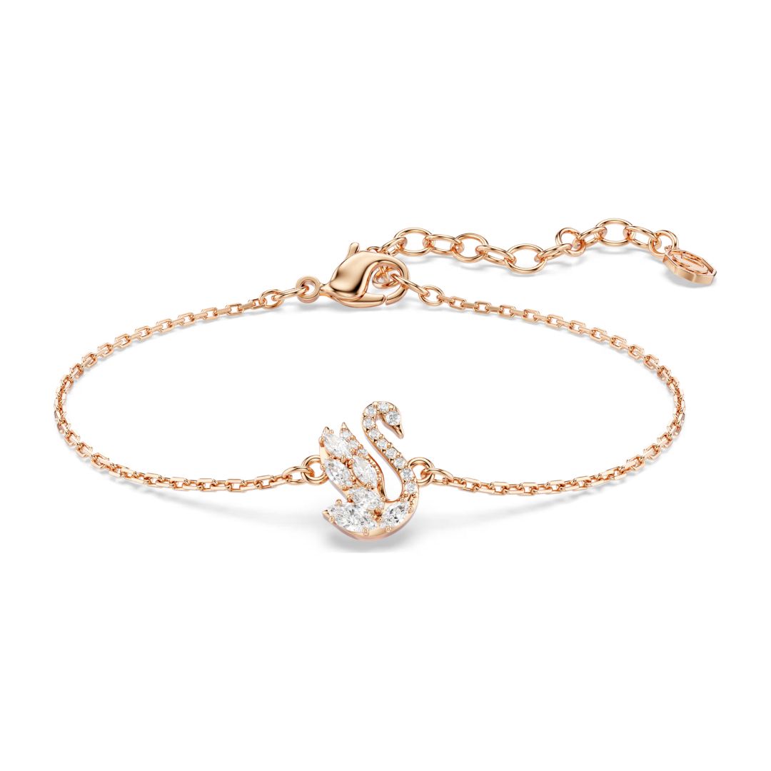 Swarovski Swan Bracelet, Rose Gold Finish and White Zircons, 5738202
