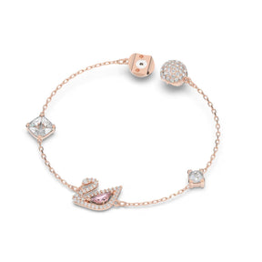 Swarovski Swan rannekoru, rosekullattu, kirkkaat ja vaaleanpunaiset zirkonit