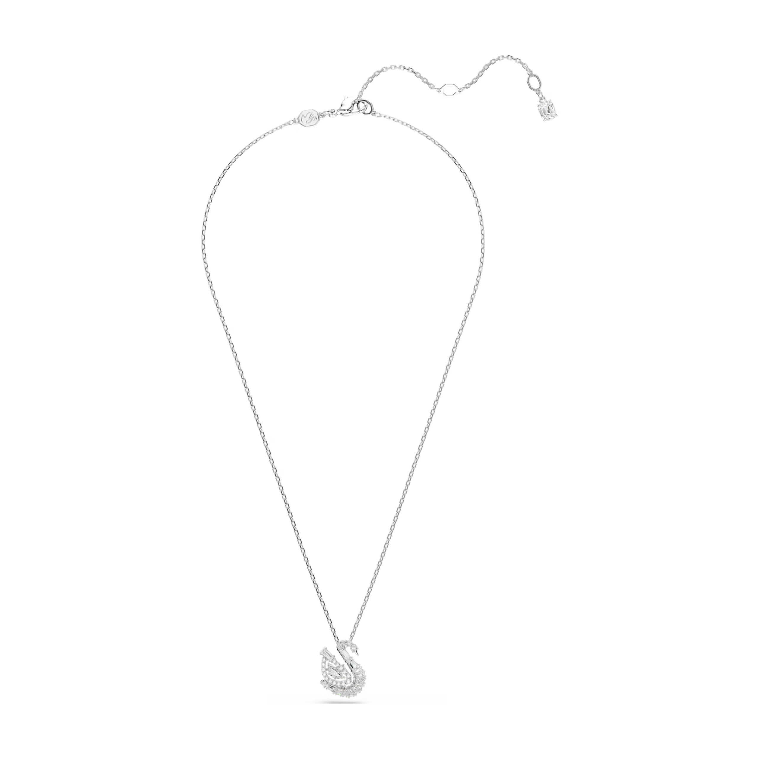 Swarovski Swan Pendant, Rhodium Plated and White Crystals 5732412