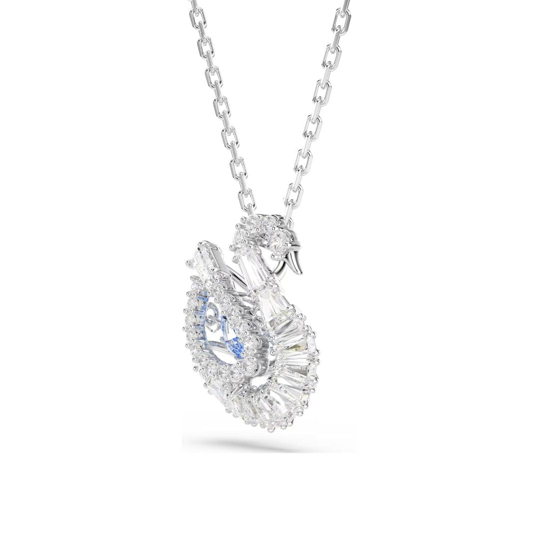 Swarovski Swan riipus, vaalea metalli, sininen ja kirkkaat kristallit, 5723389