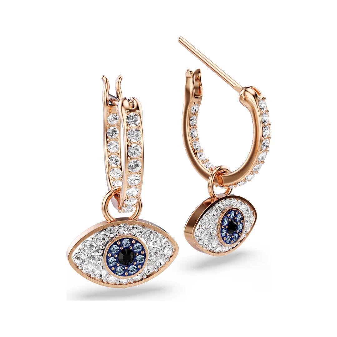 Swarovski Symbolica Evil Eye Earrings, Rose Gold Finish and multi-colo