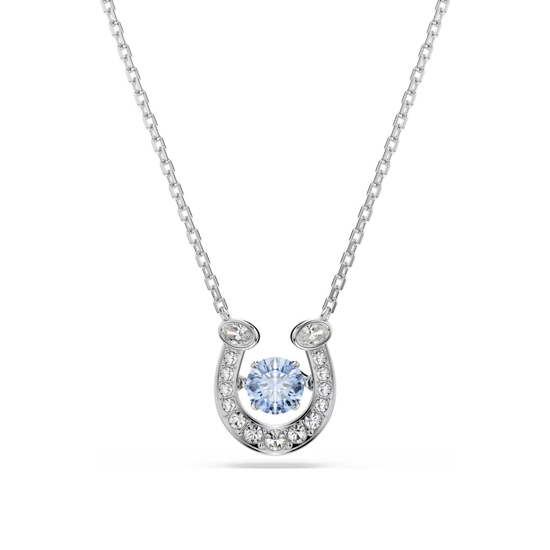 Swarovski Symbolica Horse shoe pendant, clear zircons and blue crystal