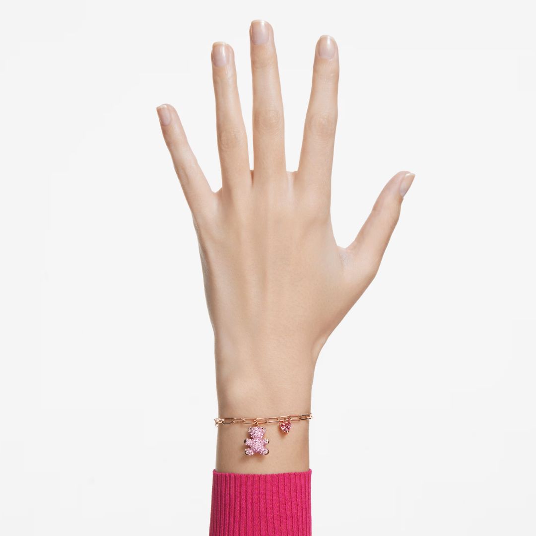 Swarovski Teddy rannekoru, ruusukullanväri ja vaaleanpunaiset kristallit 5642978