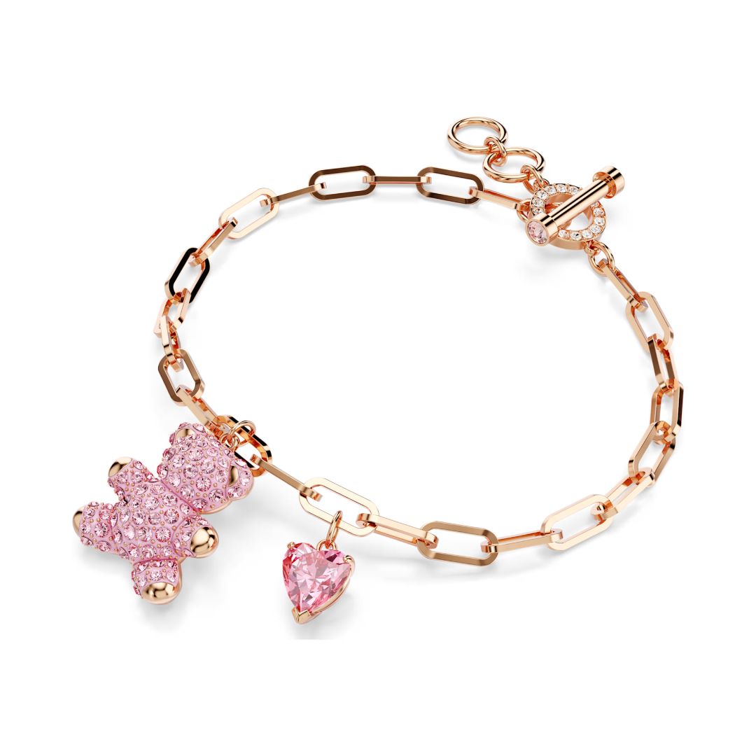 Swarovski Teddy rannekoru, ruusukullanväri ja vaaleanpunaiset kristallit 5642978