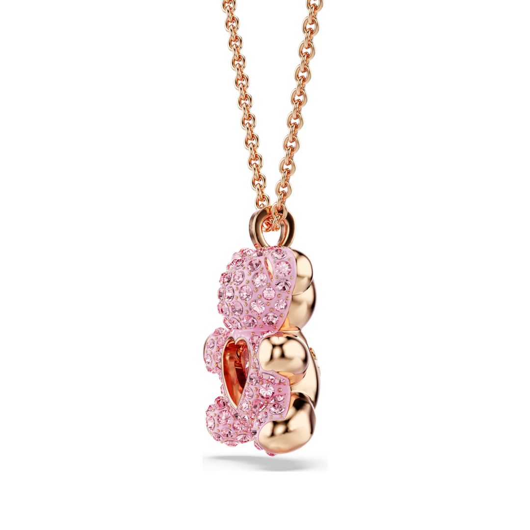 Swarovski Teddy Pendant, Rose Gold Color and Pink Crystals, 5642976