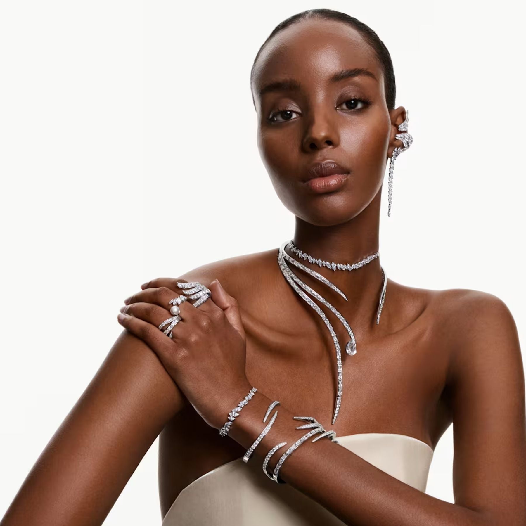 Swarovski Vienna rannerengas, vaalea metalli ja kirkkaat zirkonit, 5749200