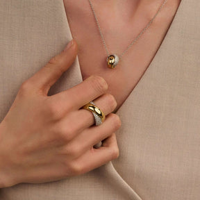 TI SENTO Bold Crossover sormus, keltakullattua hopeaa ja zirkonit, 12404ZY