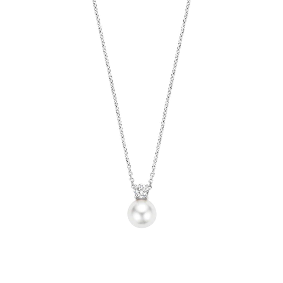 TI SENTO Classic kaulakoru, hopeaa, zirkoni ja valkoinen helmi, 34125PW/42