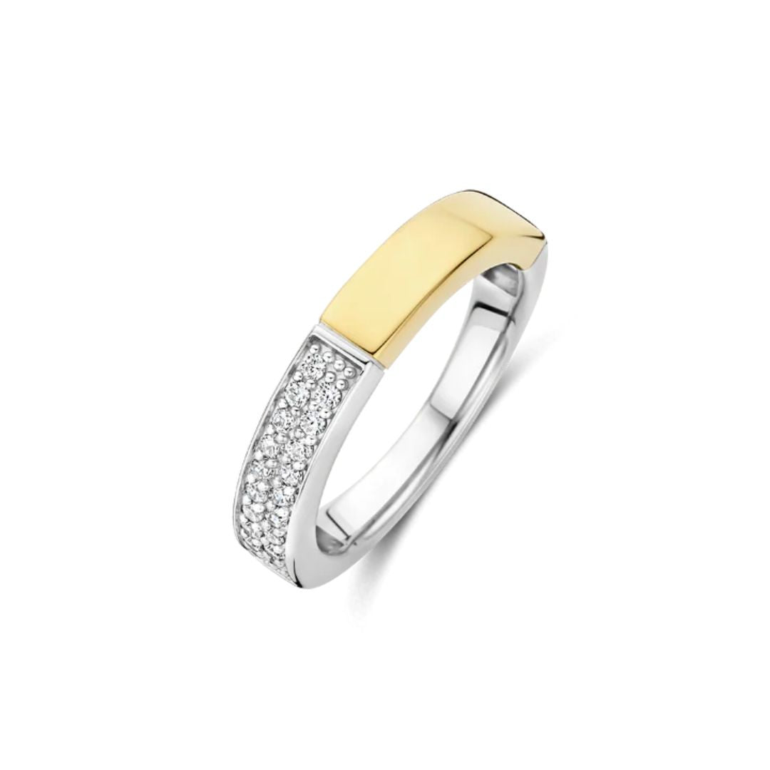 TI SENTO Contrast sormus, keltakullattua hopeaa ja zirkonit, 12407ZY