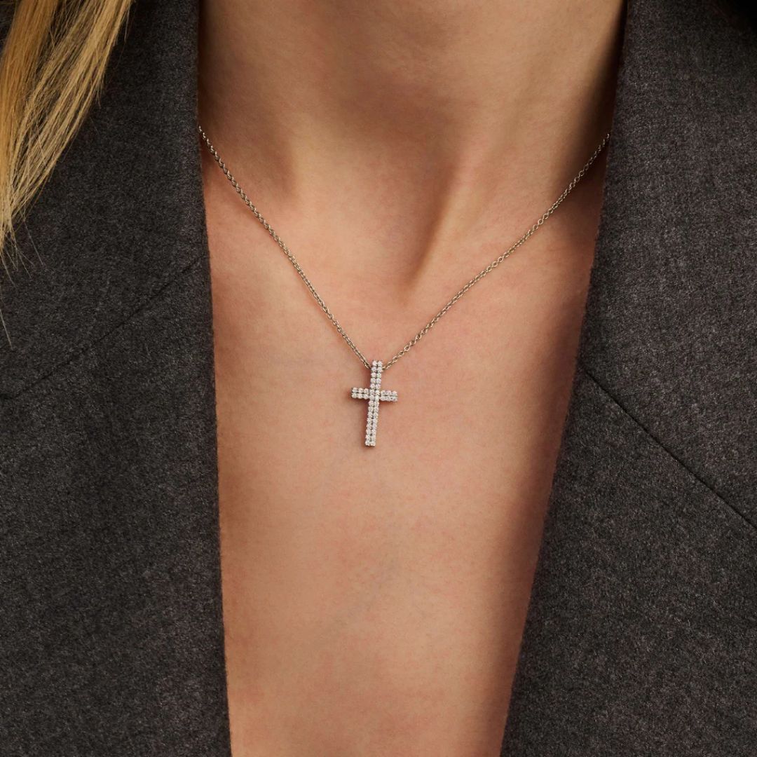 TI SENTO Cross kaulakoru, hopeaa ja zirkoni, 34130ZI/42