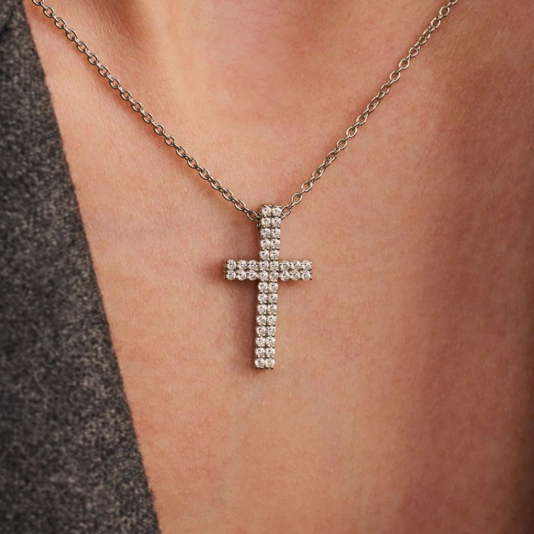 TI SENTO Cross kaulakoru, hopeaa ja zirkoni, 34130ZI/42