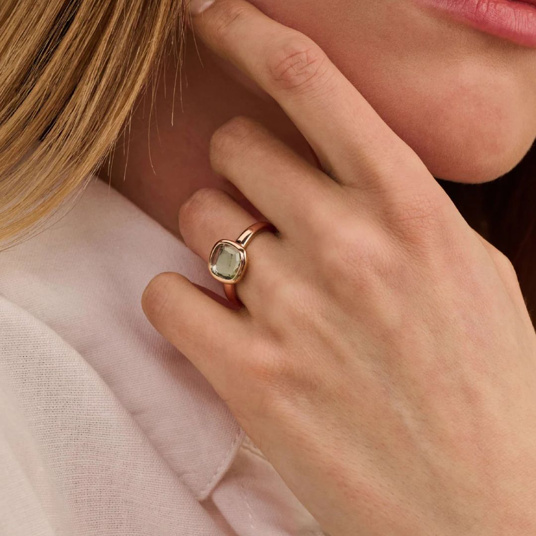 TI SENTO Cushion sormus, rosekullattua hopeaa ja zirkonit, 12415GR