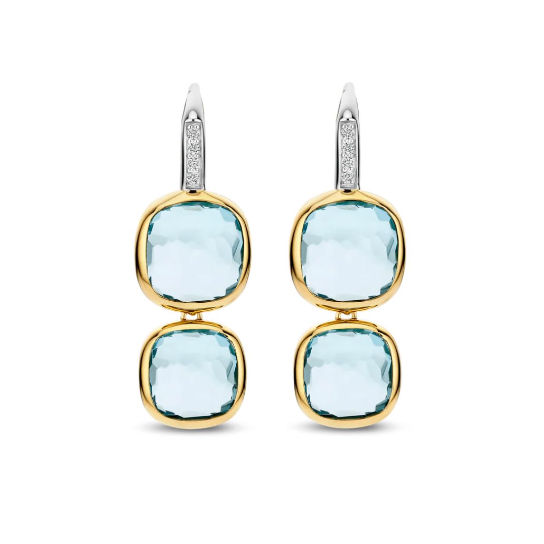 TI SENTO Double Cushion korvakorut, keltakullattua hopeaa ja zirkonit, 78054TY