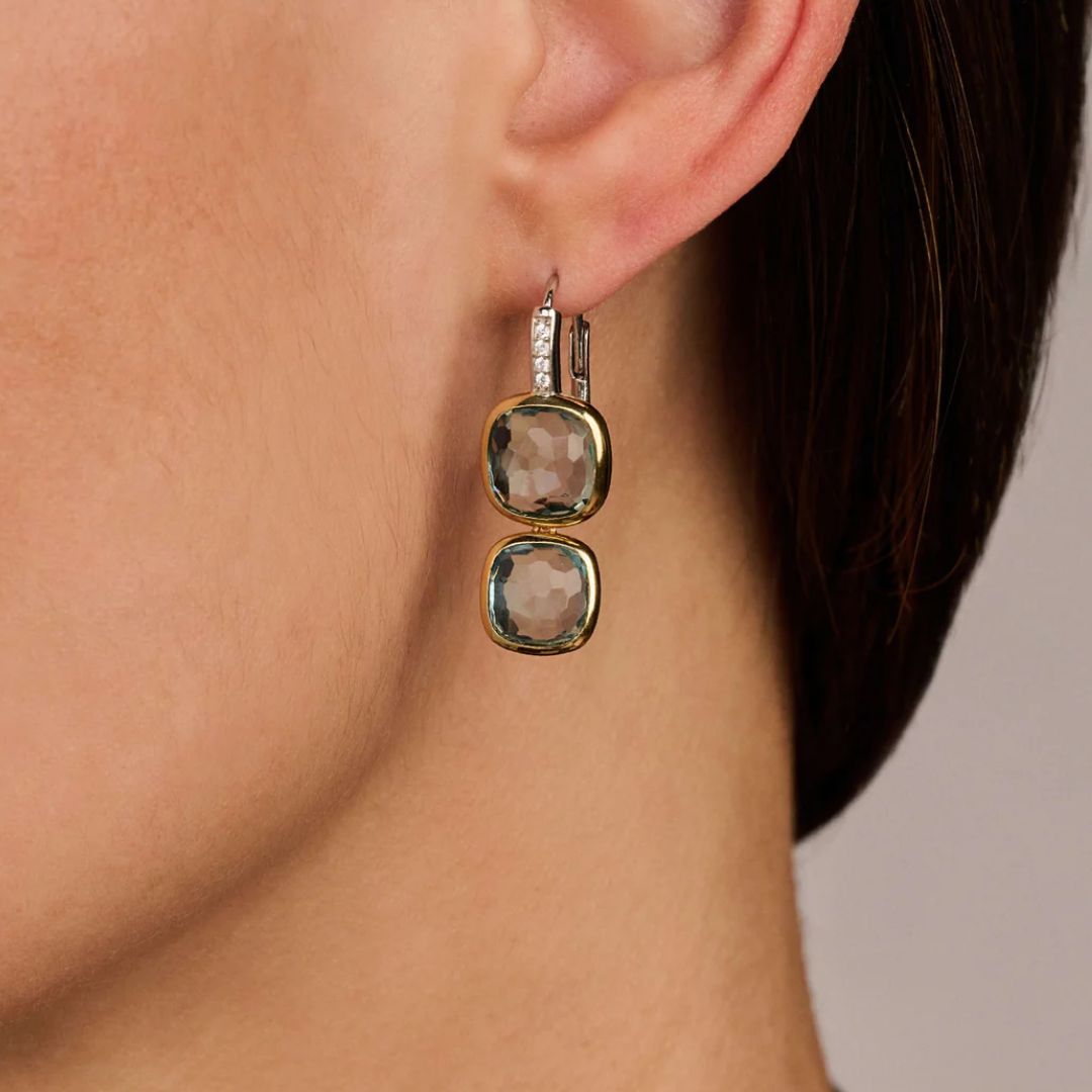 TI SENTO Double Cushion korvakorut, keltakullattua hopeaa ja zirkonit, 78054TY