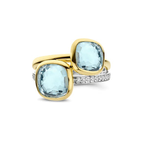 TI SENTO Double Cushion sormus, keltakullattua hopeaa ja zirkonit, 12412TY