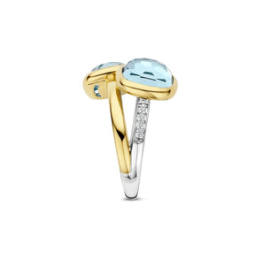 TI SENTO Double Cushion sormus, keltakullattua hopeaa ja zirkonit, 12412TY