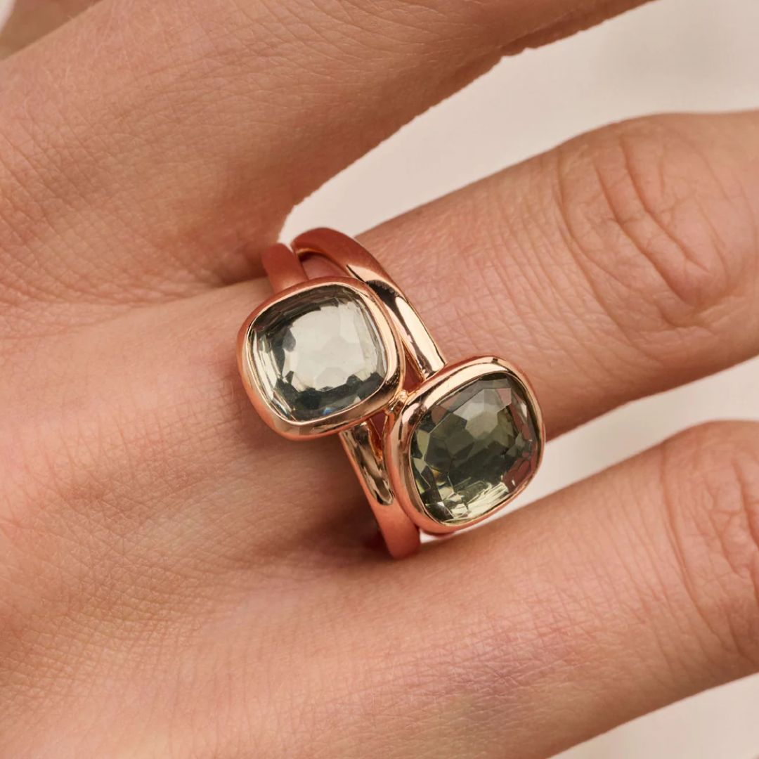 TI SENTO Double Cushion sormus, rosekullattua hopeaa ja zirkonit, 12413GR