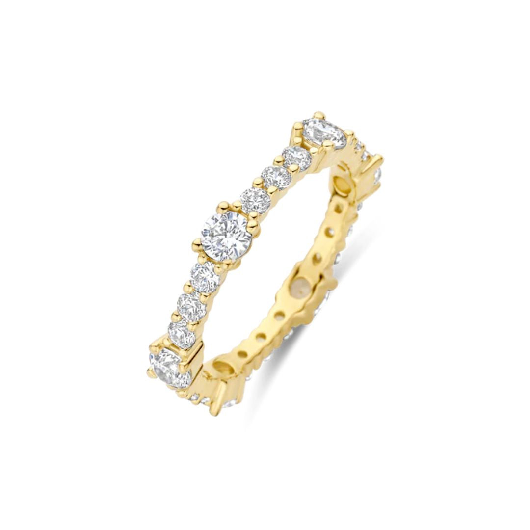 TI SENTO Eternity Tennis sormus, keltakullattua hopeaa ja zirkonit, 12428ZY