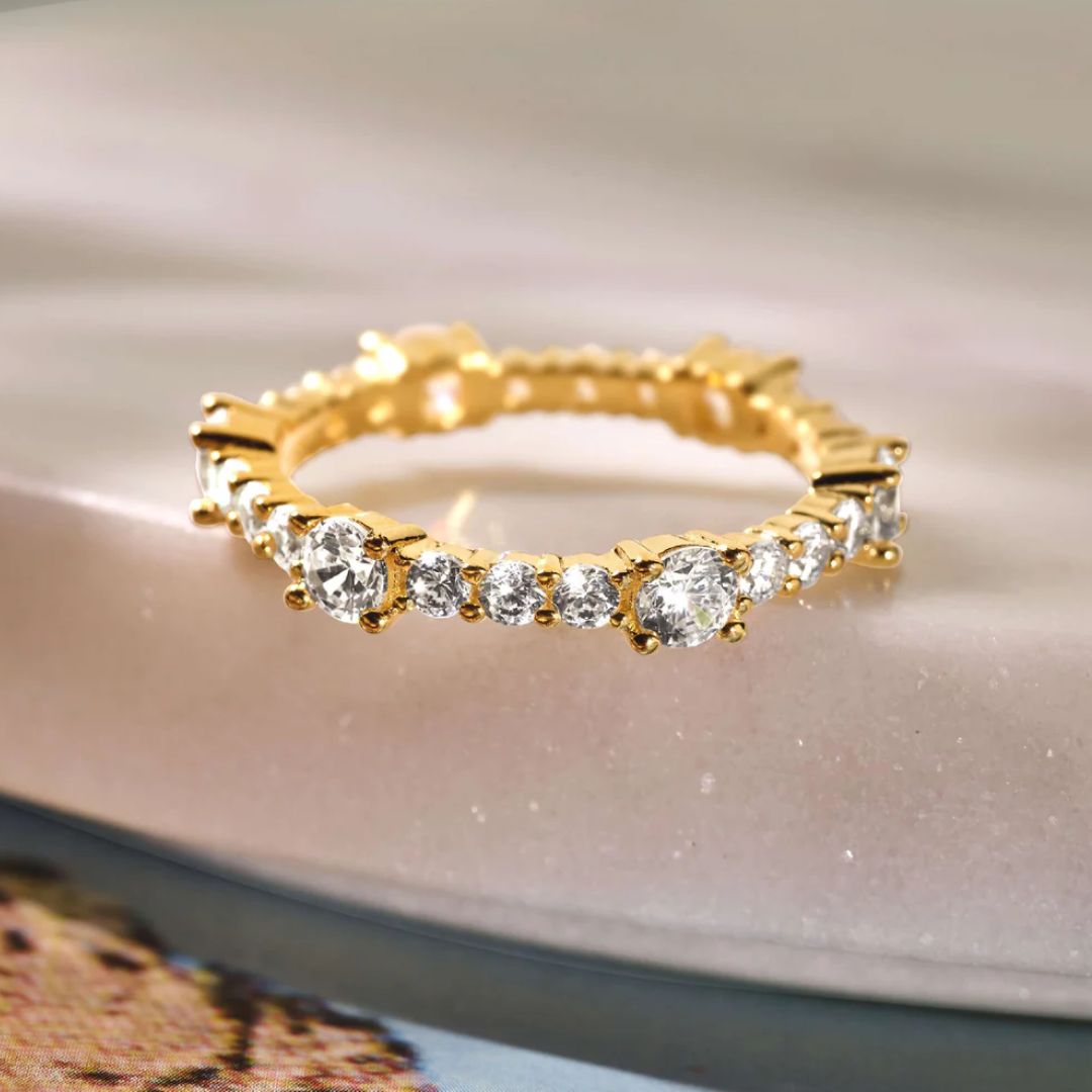 TI SENTO Eternity Tennis sormus, keltakullattua hopeaa ja zirkonit, 12428ZY