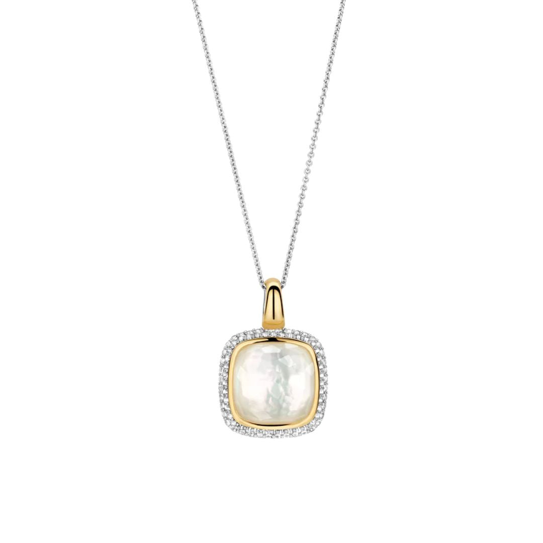 TI SENTO Milano Necklace, Yellow Gold Plated Silver, Mother-of-Pearl a