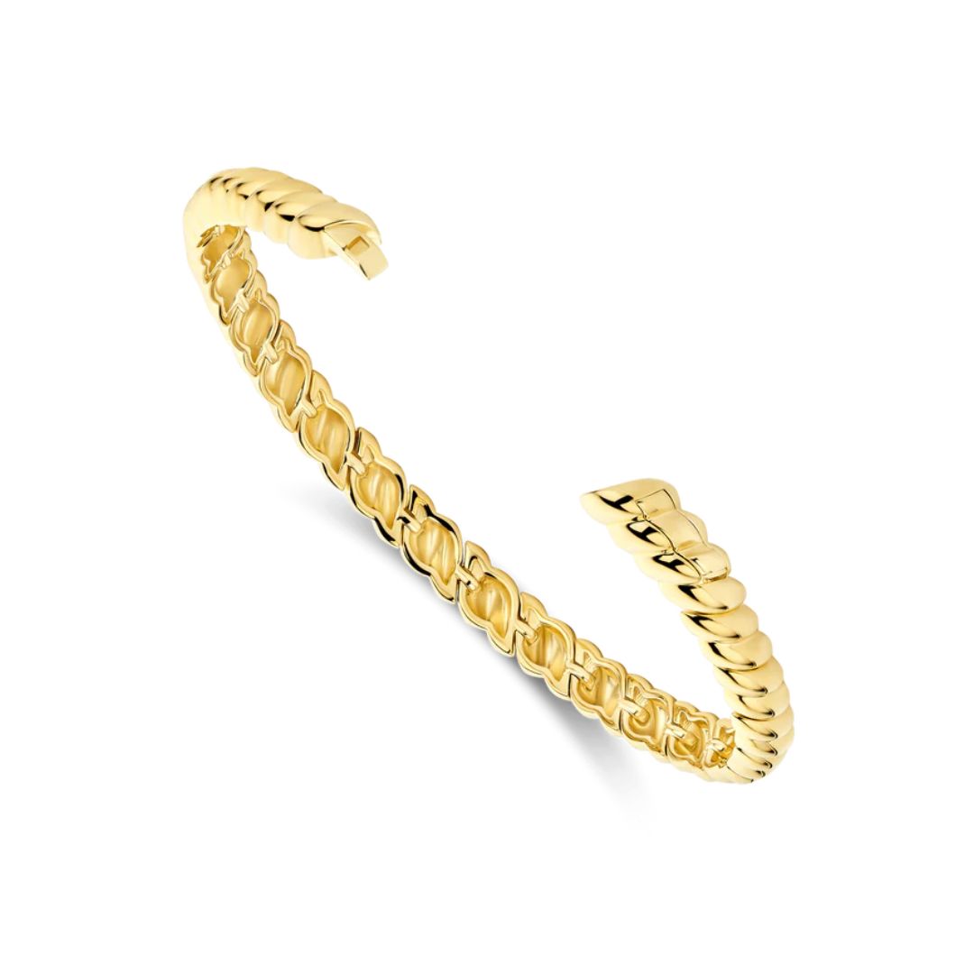 TI SENTO Ribbed rannerengas, keltakullattua hopeaa, 23095SY