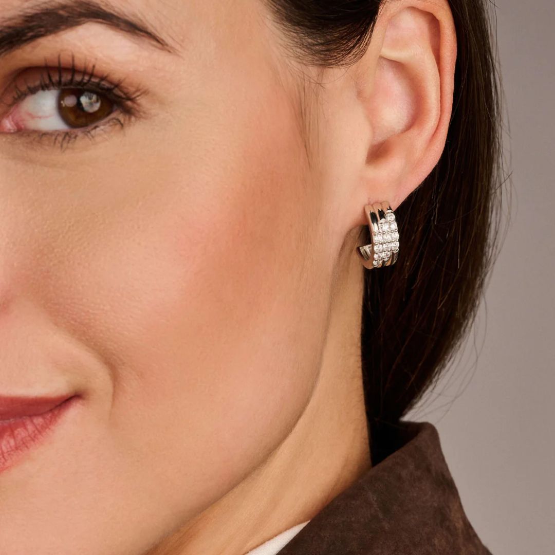 TI SENTO Stardust Layered rengaskorvakorut, hopeaa ja zirkonit, 78053ZI