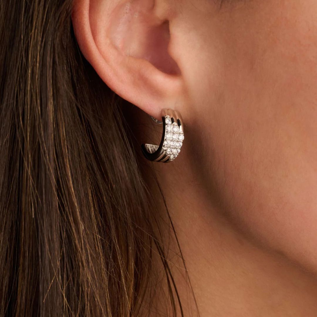 TI SENTO Stardust Layered rengaskorvakorut, hopeaa ja zirkonit, 78053ZI