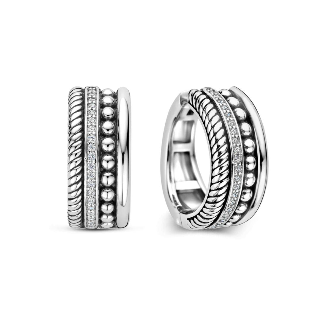 TI SENTO Structure rengaskorvakorut, hopeaa ja zirkonit, 78059ZI