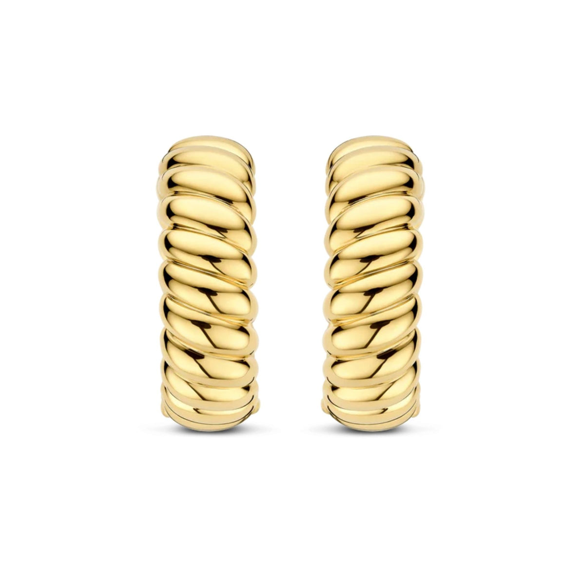 TI SENTO Vintage Ribbed rengaskorvakorut, keltakullattua hopeaa, 78066SY