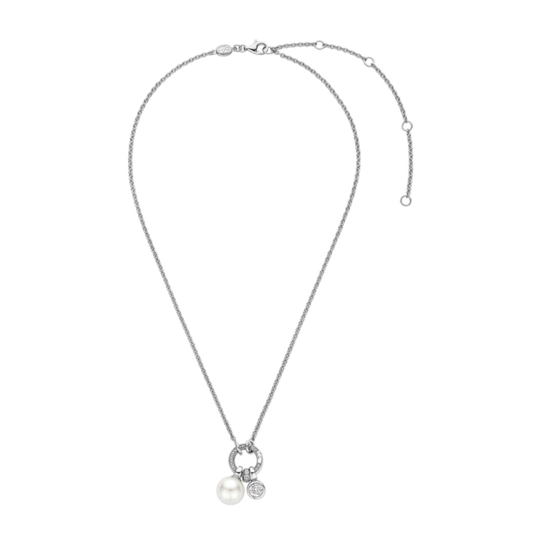 TI SENTO kaulakoru, hopeaa, zirkonit ja valkoinen helmi, 34113PW/42