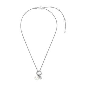 TI SENTO kaulakoru, hopeaa, zirkonit ja valkoinen helmi, 34113PW/42