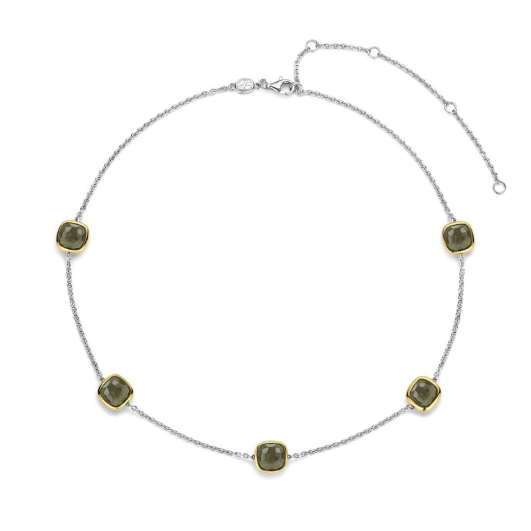 TI SENTO Necklace in Yellow Gold-Plated Silver and Khaki Crystals 34078KA