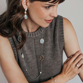 TI SENTO kaulakoru, keltakullattua hopeaa, zirkonit ja kristalleja 34102MW/80