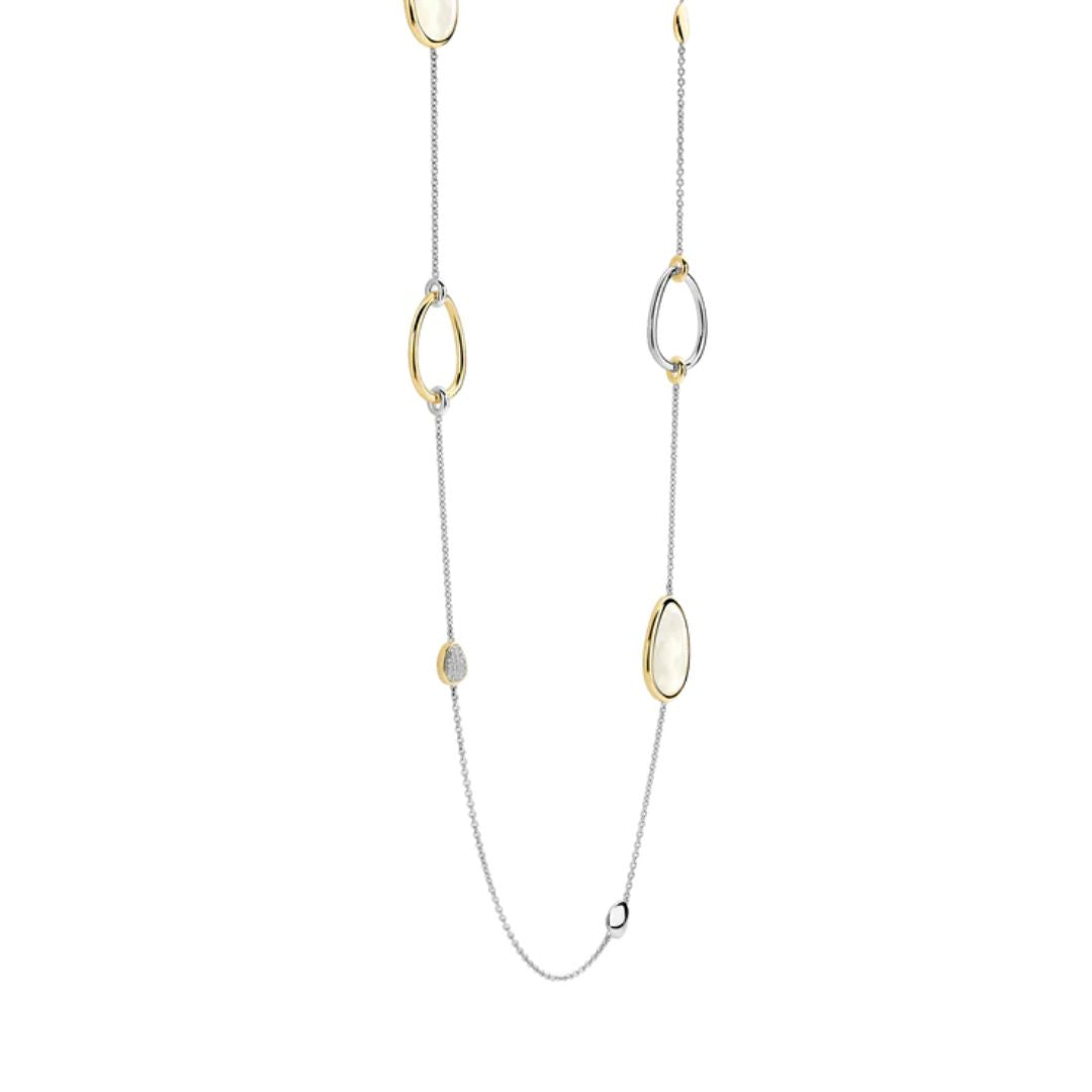 TI SENTO kaulakoru, keltakullattua hopeaa, zirkonit ja kristalleja 34102MW/80