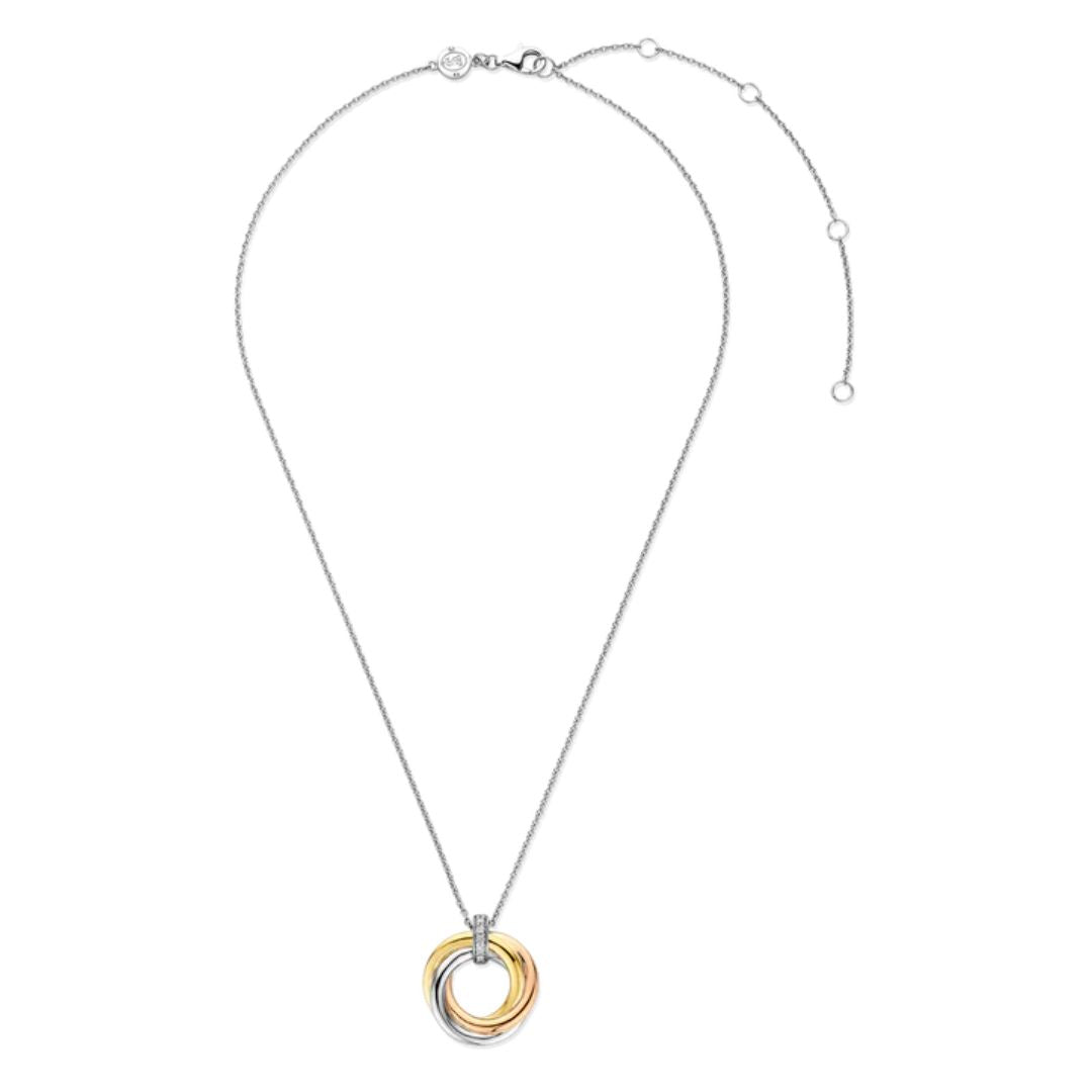 TI SENTO kaulakoru, keltakullattua ja ruusukullattua hopeaa zirkoneilla, 3972ZT/42