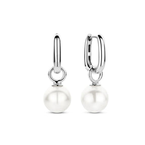 TI SENTO korvakorut, hopeaa ja valkoiset helmet, 7848WP