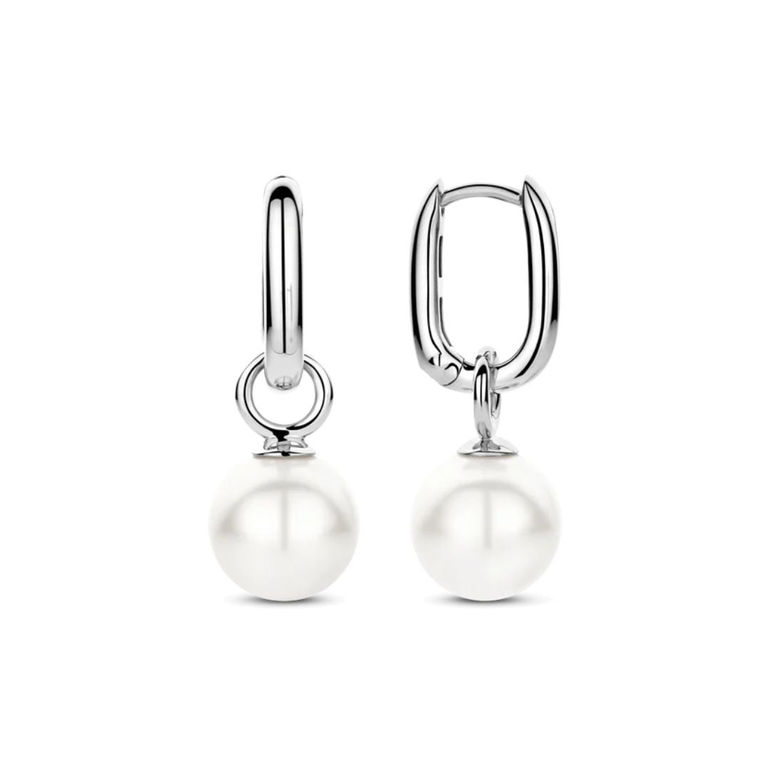 TI SENTO korvakorut, hopeaa ja valkoiset helmet, 7848WP