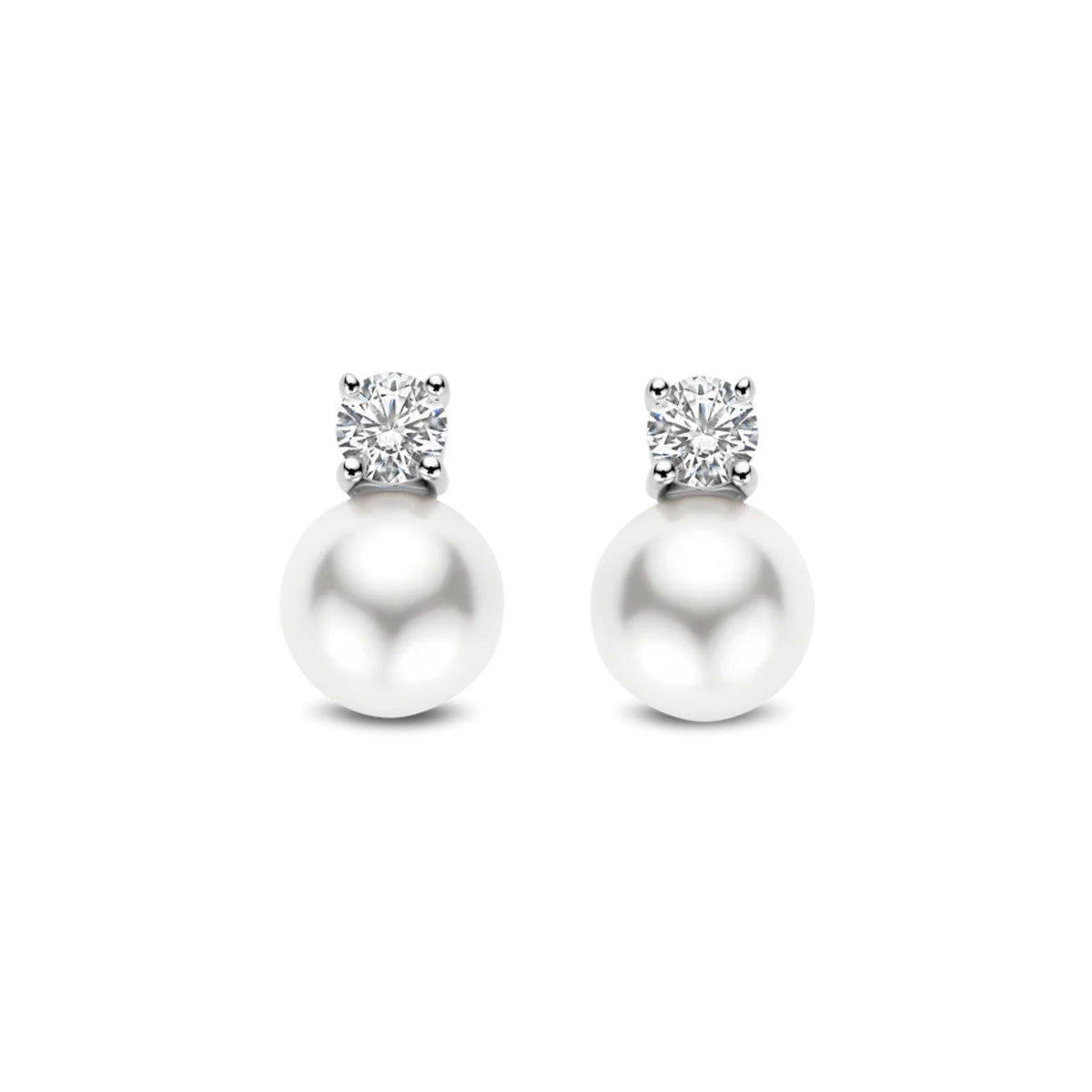 TI SENTO korvakorut, hopeaa, zirkonit ja valkoiset helmet, 78060PW