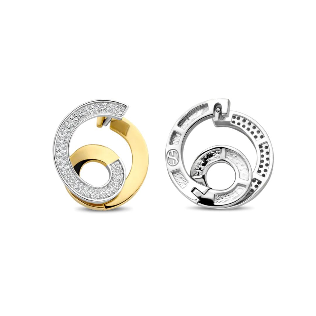 TI SENTO korvakorut, keltakullattua hopeaa ja kristallit, 78040ZY