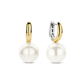 TI SENTO korvakorut, keltakullattua hopeaa ja valkoiset helmet, 78044YP