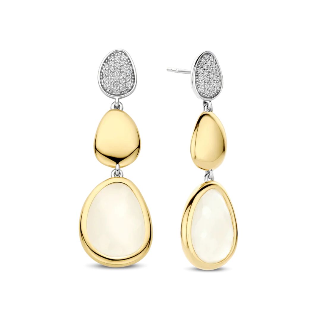 TI SENTO korvakorut, keltakullattua hopeaa ja zirkonit, 78028MW