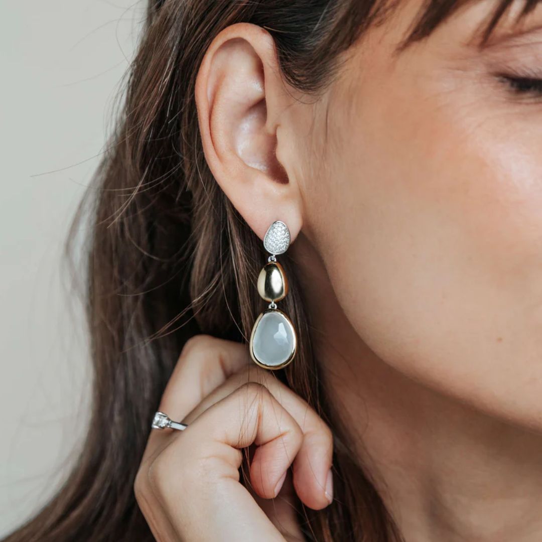 TI SENTO korvakorut, keltakullattua hopeaa ja zirkonit, 78028MW