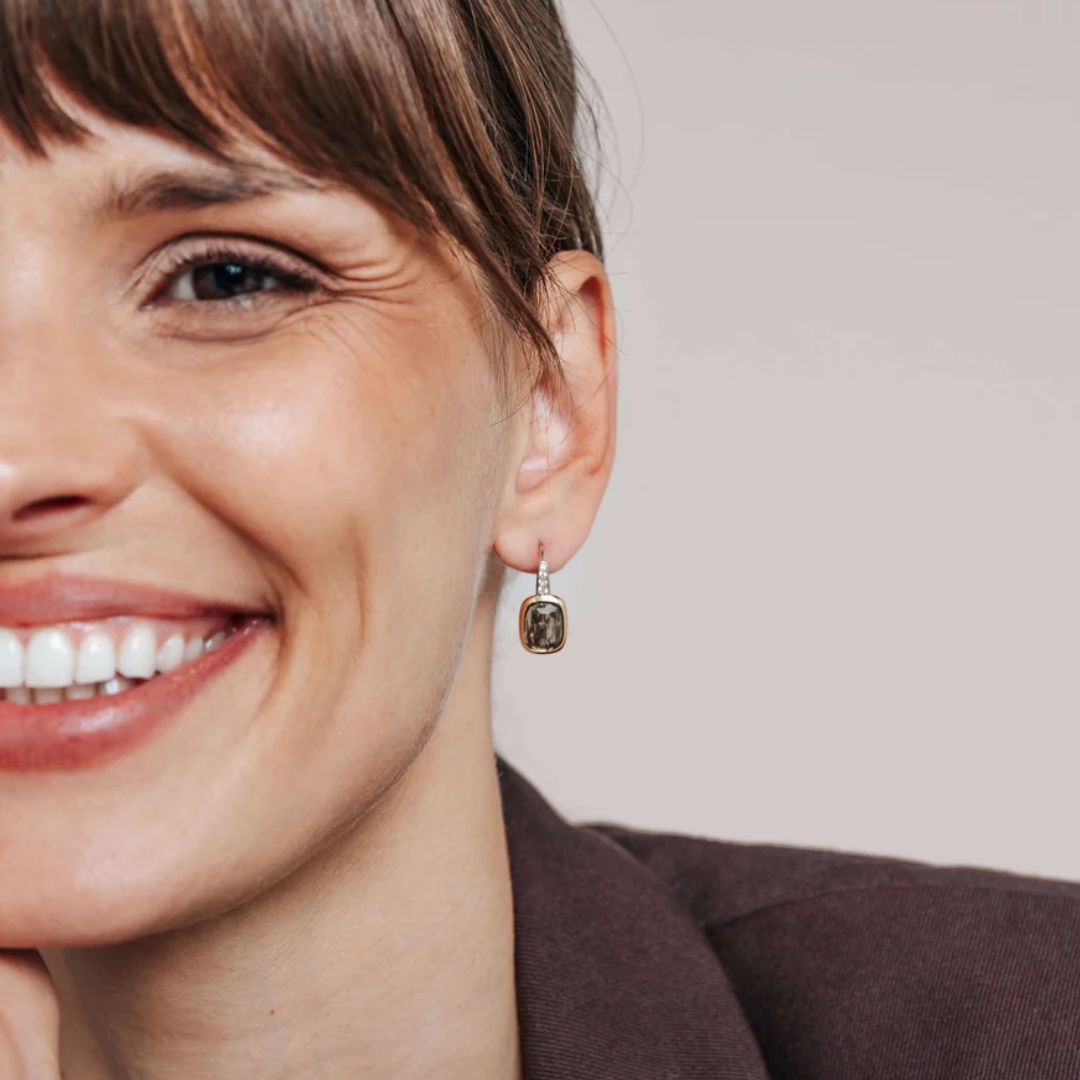 TI SENTO korvakorut, keltakullattua hopeaa, kristallit ja zirkonit, 78041SQ