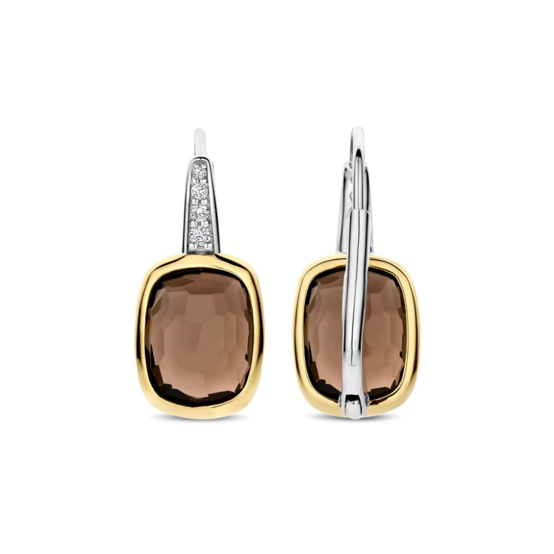 TI SENTO korvakorut, keltakullattua hopeaa, kristallit ja zirkonit, 78041SQ