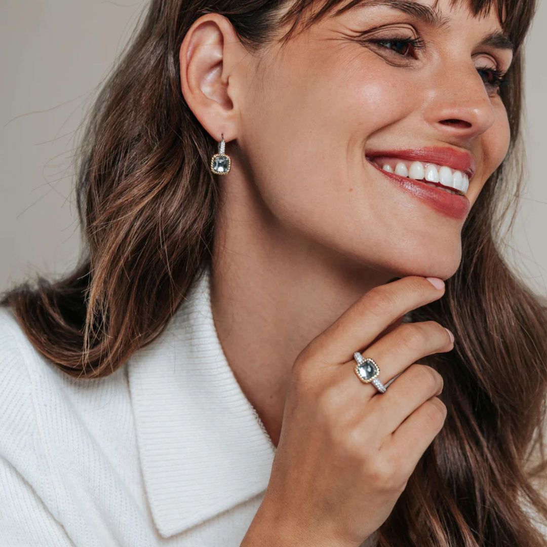 TI SENTO korvakorut, keltakullattua hopeaa, kristallit ja zirkonit, 78042GG